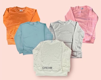 Sweat-shirts pour tout-petits, 100 % polyester, sublimation, col rond, crème, blanc, gris
