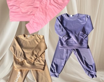 Baby toddler crewneck Gray Sublimation polyester sweatsuit fleece sweatshirt and sweatpants toddler kids baby set outfit