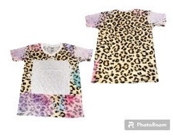 Adult faux bleached short sleeve sublimation polyester blank tie dye pink teal 100% polyester