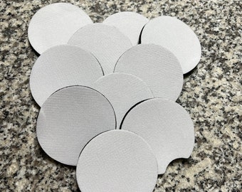 Bases para copos de carro neoprene poliéster sublimação em branco