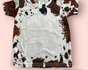 Erwachsene Kuhdruck faux gebleicht Kurzarm Sublimation Polyester Rohling 100% Polyester