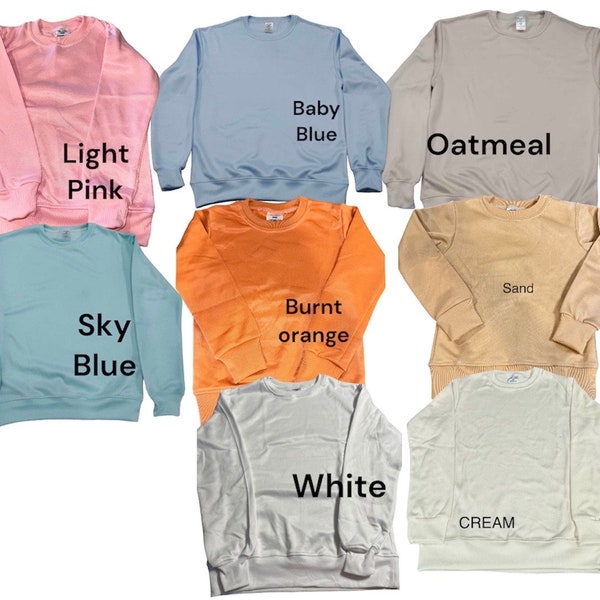 Baby infant  kids sweatshirts 100% polyester sublimation blank sweatshirt crewneck cream sand white