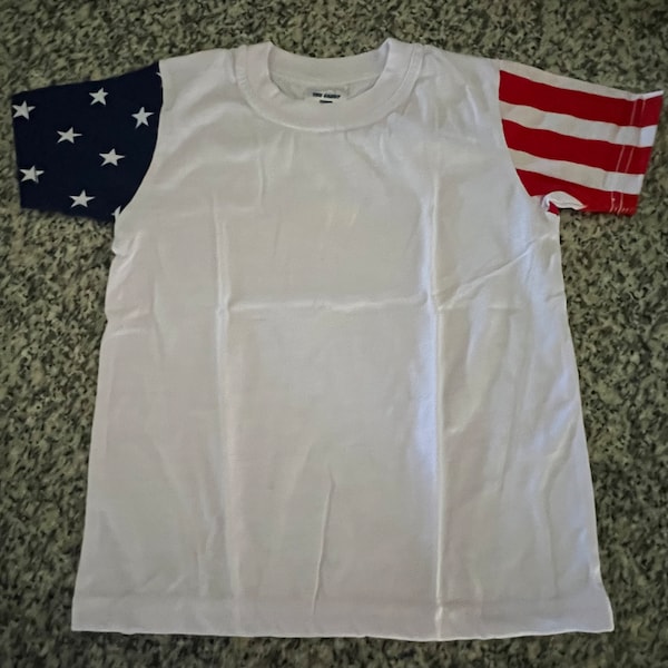 Youth Sublimation blank BRIGHT WHITE flag sleeve shirt red white blue adult youth toddler 100% polyester star stripes