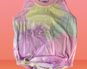 Tank top Baby bodysuit bubble romper tie dye one piece sublimation 100% polyester infant romper oversized