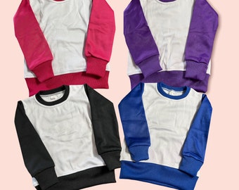 Sweat-shirts pour bébés, enfants et jeunes, 100% polyester, sublimation, blanc, blanc, col rond