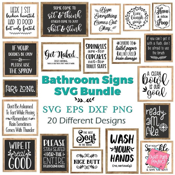 Bathroom Sign Svg Bundle, Funny Bathroom Svg, Restroom Quotes Svg, Bathroom Sayings Svg, Bathroom Svg, Svg For Wood Signs, Svg Design Bundle
