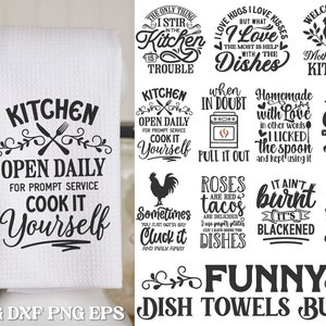 Sarcastic Kitchen Quotes Svg, Kitchen svg, Dish Towel Bundle, Funny Kitchen  Towel svg, Baking meme svg, eps dxf png svg files for cricut