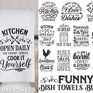 Funny Dish Towels SVG Bundle, Kitchen Humor Bundle