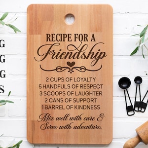 Amulette für Schneidebretter, Rezept für Freundschaft, Geschirrtuch Sprüche, Best Friends Zitat, Küchenschild Art, Charcuterie Art, Bestie Art