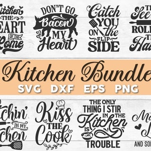 Küchen-Svg-Bundle, lustiges Kochen Zitate svg, Schneidebrett Sprüche svg, Geschirrtuch svg, Tablett svg, Schneidebrett svg, Herdabdeckung svg