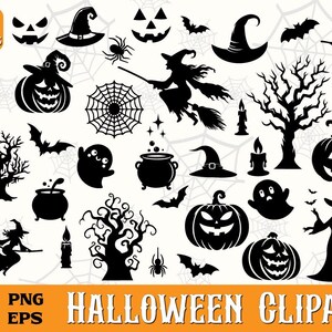 Halloween Clipart Svg, Witch Svg, Cauldron Svg, Pumpkin Svg, Jack O Lantern Svg, Ghost Svg, Trick or Treat SVG, Halloween Bundle, Bat Svg