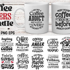 Lot de Svg pour les amateurs de café, dictons drôles de tasse de café Svg, Svg de tasse de collègue, citation sarcastique sur le café, Svg d'humour au travail, maman fatiguée, Snarky Mug Svg