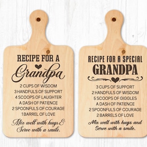 Tabla de cortar para abuelo Svg, Receta para un abuelo especial Svg, Tabla de charcutería Svg, Cita de receta Svg, Dicho de cocina Svg, Abuelo Svg