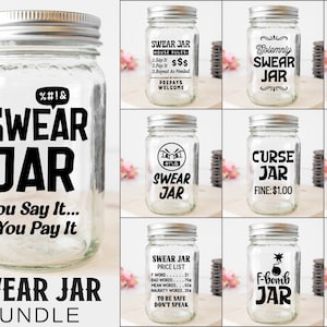 Swear Jar Svg, Funny Jar Sayings, Profanity Jar Svg, Cussing Jar Svg, Swearing Svg, Savings Coin Jar, Curse Jar Svg, Piggy Bank, Potty Mouth