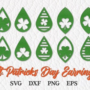 St Patricks Day Earrings Svg, Shamrock Earrings Svg, Earrings Cut File, Earring Bundle Svg, Leather Earring Svg, Clover Earrings Svg