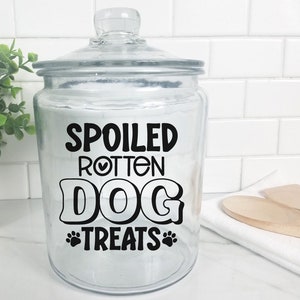 Pot de friandises pour chien citation Svg, Gâteries pour chiens pourris gâtés, dictons Svg en pot pour animaux de compagnie, dessins Svg drôles de chien, Svg empreinte de patte de chien, pot de biscuits pour chien Svg
