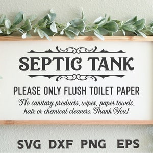 Septic tank teken SVG, badkamer teken zeggen SVG, riolering tank SVG, septische systeem SVG, alleen toiletpapier doorspoelen, veilige sanitaire voorzieningen, afvalverwijdering