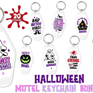 Halloween Motel sleutelhanger SVG bundel, Witch Hotel sleutelhanger Svg, Ghouls Sayings Svg, sleutelhanger Svg, grappige Spooky Svg, Haunted Svg, Ghost Svg