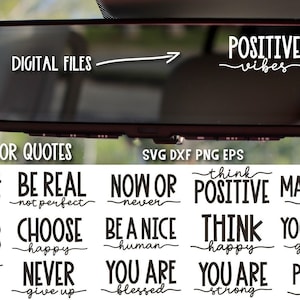 Pacchetto motivazionale per specchietto retrovisore auto, citazioni sull'amor proprio in formato SVG, detti sullo specchio auto in formato SVG, pacchetto di affermazioni quotidiane, design SVG per specchietti