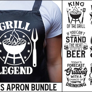 Papas Schürze SVG-Bundle, lustige Grillzitate, Vatertags-Schürze SVG, Papa Tshirt, Grilllegende, King Of The Grill, Bier & Grill-Svg