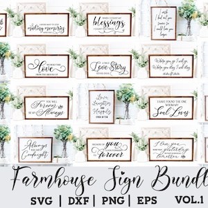 Lot de panneaux Svg ferme, citations d'amour mariage, signes Svg signe mariés, Svg citations couples, dictons mariage, panneaux Svg pour chambre à coucher