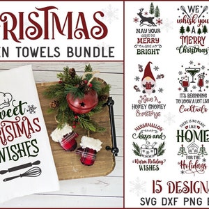 Pacote Svg de toalhas de cozinha de Natal, citações de cozimento de avental SVG, provérbios de cozinha Svg, pacote Svg de Natal, sinais de Natal, citação de toalha de chá