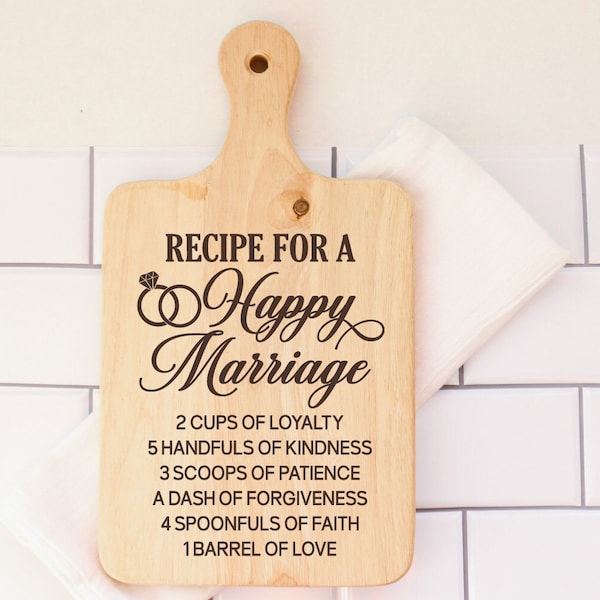 Recipe For A Happy Marriage Cutting Board Svg, Anniversary Sayings Svg, Wedding Quote Svg, Husband And Wife Svg, Matrimony Charcuterie Svg