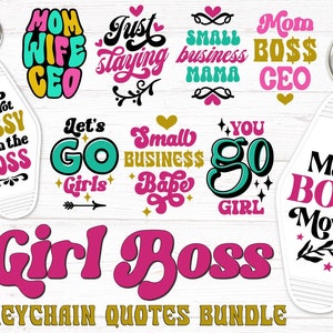 Retro Girl Boss Motel sleutelhanger Svg bundel, vrouwen empowerment motiverende citaten, sleutelhanger ontwerpen, drukte Svg, ondernemer Svg, Boss Babe