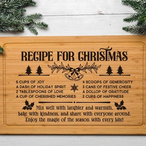 Rezept für Weihnachtssvg, Weihnachtsschneidebrett-Svg, Weihnachtsserviertablett-Svg, Familienrezept-Svg, Feiertags-Charcuterie-Svg, Küchen-Svg