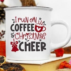 Christmas Mug Saying Svg, Winter Quote Svg, Festive Svg, Holiday Tote Bag Svg, Christmas Shirt Svg, Coffee And Christmas Cheer, Jolly, Merry