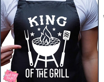 BBQ Apron Svg, Father's Day Svg, King Of The Grill, Apron Sayings, Grandpa Svg, Dad Shirt Saying Svg, Potholder Designs, Dad Grilling Quotes