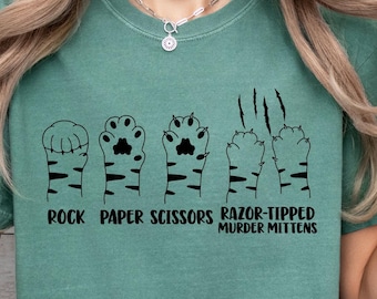 Rock Paper Scissors Svg, Guanti da omicidio con punta di rasoio, Zampa di gatto Svg, Divertente detto per gli amanti dei gatti, Graffio di gatto, Graffi Svg, Divertente maglietta per gatti Svg