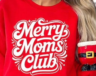 Merry Moms Club Svg Png, Christmas Mom Shirt Svg, Cute Holiday Mom Life Cut File, Festive Mama SVG