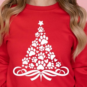 Hond Paw kerstboom Svg, huisdier minnaar kerst ontwerp, Paw Print boom shirt Png, hondenliefhebber SVG, huisdier poot vakantie Svg, kerst hond kat Svg