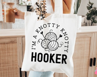 Svg drôle au crochet, crochet Svg, je suis une prostituée noueuse, Svg boule de fil, citations sac fourre-tout, amateur de crochet Svg, Svg cadeau tricot