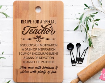 Citation de remerciement de l'enseignant Svg, recette pour un enseignant spécial, dictons Svg de planche à découper, Svg de décoration de cuisine, torchon Svg, Svg de plateau de service