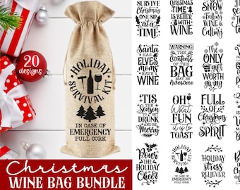 Wine Bag SVG Christmas Wine Svg Funny Wine Bundle Drinking Quotes Christmas Cut Files Gift Bags Svg, Wine Svg, Christmas Wine Bag, Holidays