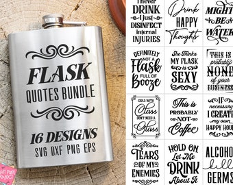 Flask Quotes Bundel Funny Drinking Quotes Svg Alcohol Sayings, Flask Svg Designs, Liquid Patience, Tears Of My Enemies, Whiskey Quotes Svg