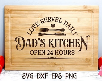 Papas Küche SVG, Schneidebrett SVG, Vatertag SVG, Papa Charcuterie Brett SVG, Serviertablett SVG, Küchenschild SVG, Papa Kochen Spruch