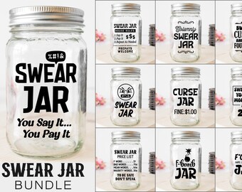 Swear Jar Svg, Funny Jar Sayings, Profanity Jar Svg, Cussing Jar Svg, Swearing Svg, Savings Coin Jar, Curse Jar Svg, Piggy Bank, Potty Mouth