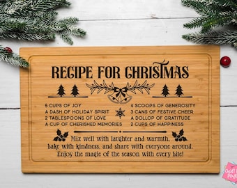 Recipe For Christmas Svg, Christmas Cutting Board Svg, Christmas Serving Tray Svg, Family Recipe Svg, Holiday Charcuterie Svg, Kitchen Svg