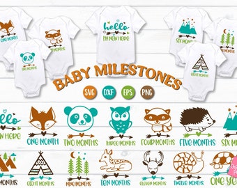 Milestones Svg, Baby Milestones Svg, Baby Months Svg, Baby First Year, Newborn Svg, Toddler Svg, Infant Milestones Svg, Woodland Milestones