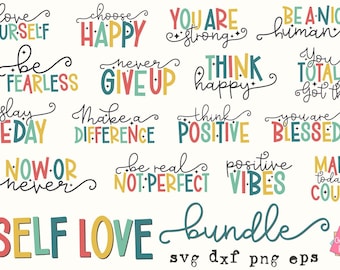 Self Love Quotes Bundle Svg, Positive Words Svg, Mental Health Svg, Inspirational Words Svg, Encouraging Words Svg, Motivational Saying Svg