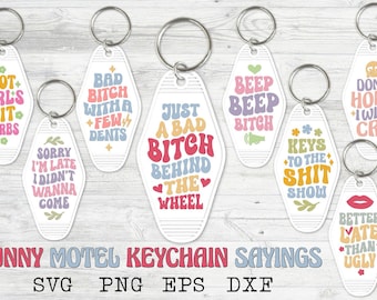 Ensemble drôle de porte-clé motel, Svg hôtel rétro, porte-clé sarcastique Svg, porte-clé sarcastique Svg, humour au volant Svg, femmes disant Svg