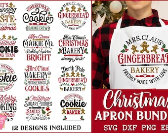 Christmas Apron Sayings Svg Bundle, Vintage Holiday Kitchen Towels Svg, Cookies Baking Team Svg, Gingerbread Quote, Christmas Tea Towel Svg