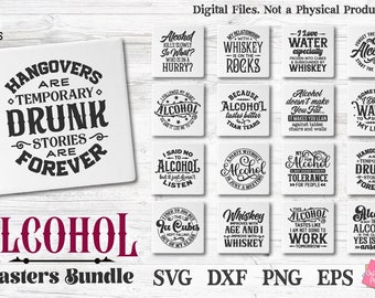 Alcohol Coasters Svg Bundle, Funny Whiskey Sayings Svg, Drinking Quotes Svg,  Slate Coaster Svg, Liquor Phrase Svg, Booze Svg, Spirits Svg