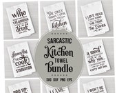 Funny Kitchen Towel SVG Bundle, Dish Towel SVG, (137803)