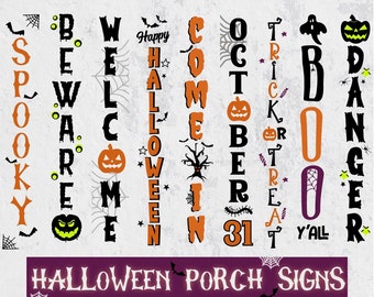 Halloween Porch Sign Bundle, Halloween Svg Bundle, Halloween Svg, Trick Or Treat Svg, Front Door Sign Svg, Spooky Svg, Happy Halloween Svg