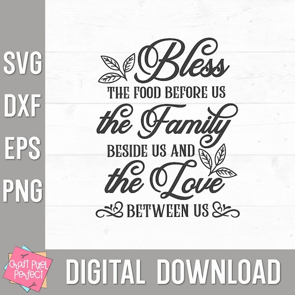 Bless The Food Before Us, Cutting Board Svg, Inspirational Kitchen Sign, Apron Svg, Potholder Saying, Family Dinner Blessing Svg, Dish Towel