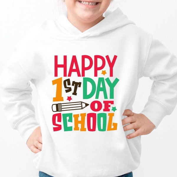 Happy 1st Day Of School, Back To School Svg, Student Life Svg, School Season, Back To Class Saying, Kids Shirt Svg, Pencil Svg, School Time